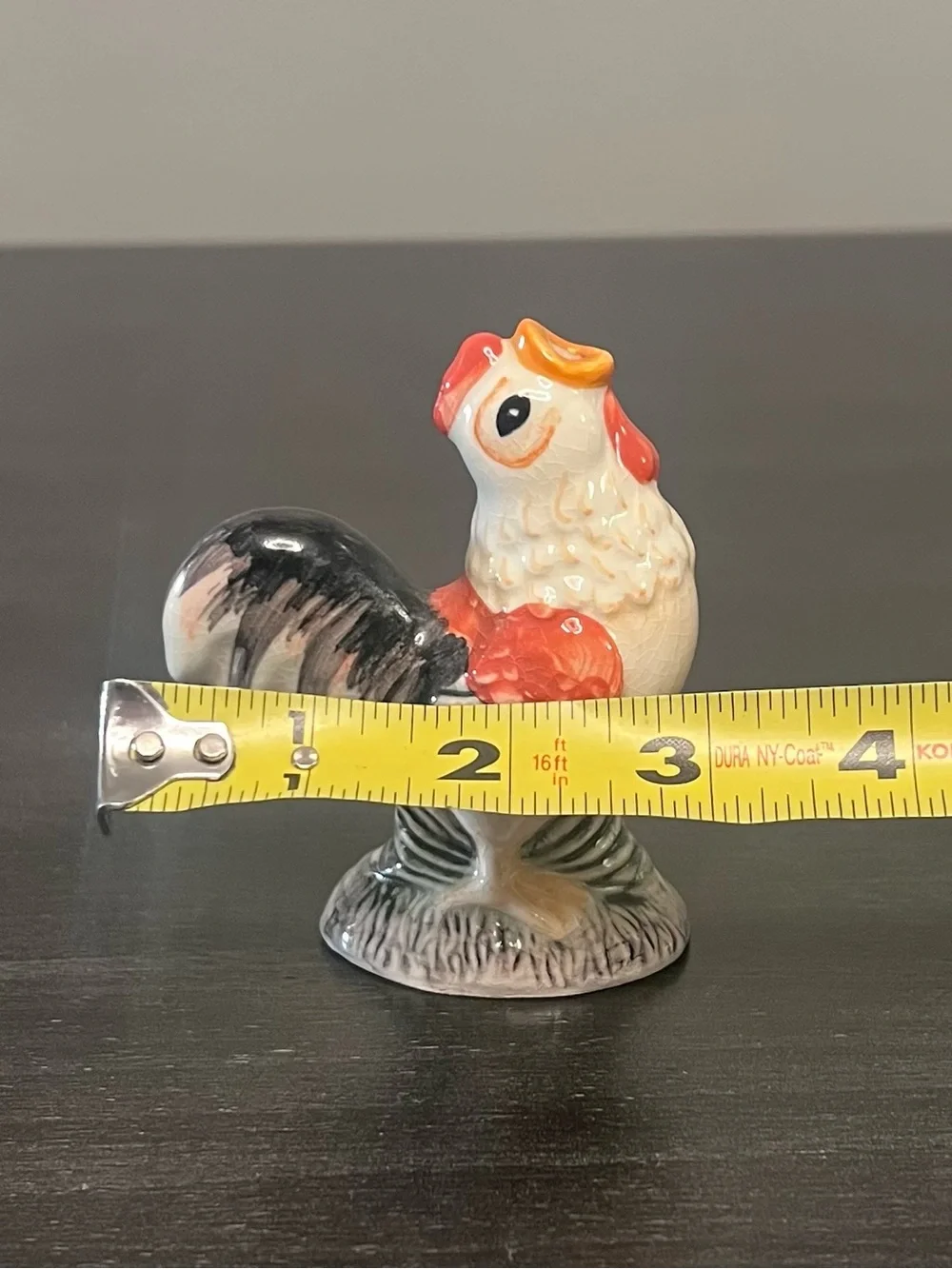 VTG Ceramic Rooster Pie Bird Vent Funnel Hand Painted Folk Art 4.25” Farmhouse